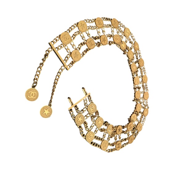 Chanel Spring 2001 Star Logo Double Row Chainlink Belt - Picture 5 of 14